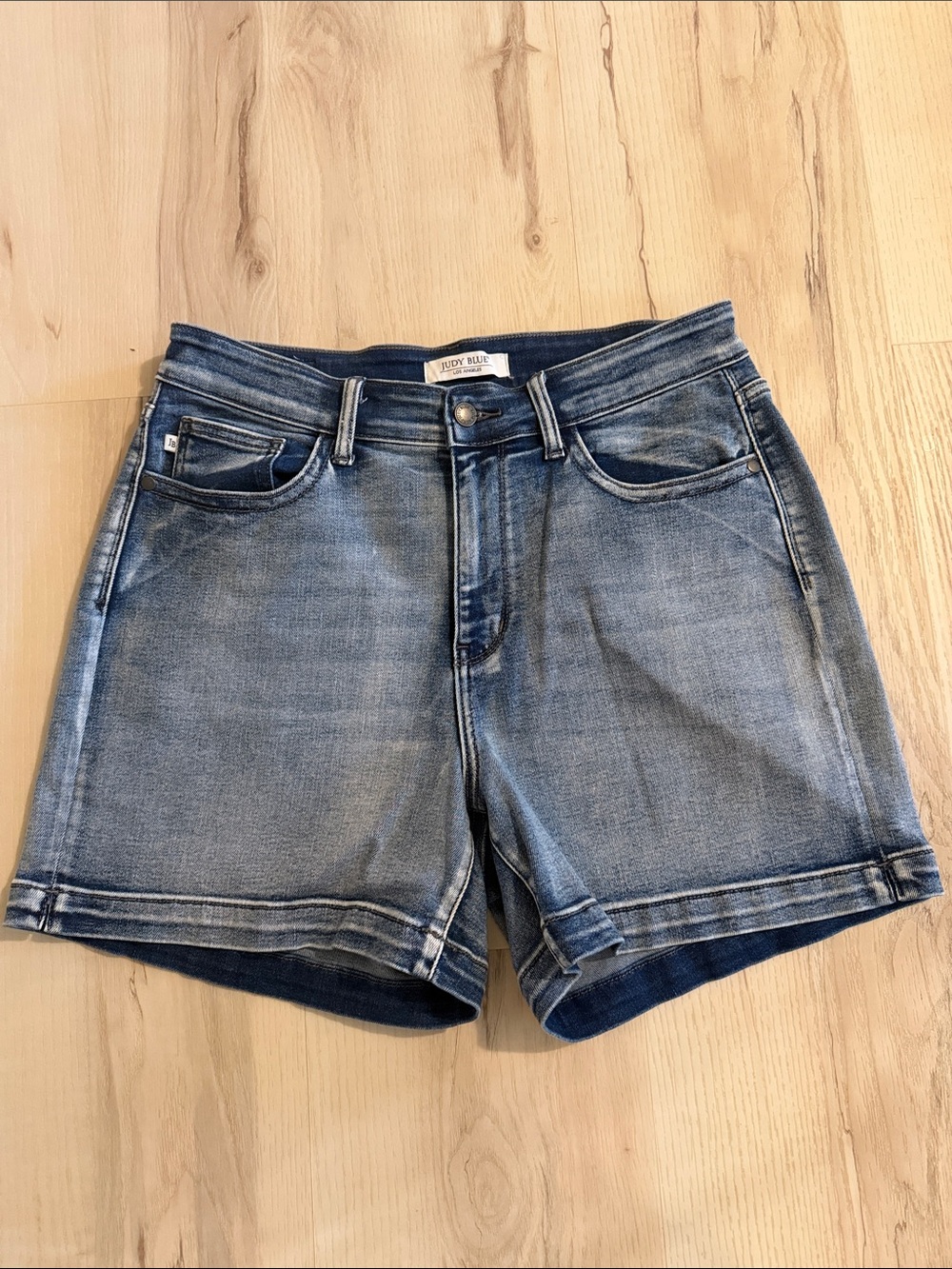 Judy Blue Light Wash Rolled-Hem Denim Shorts